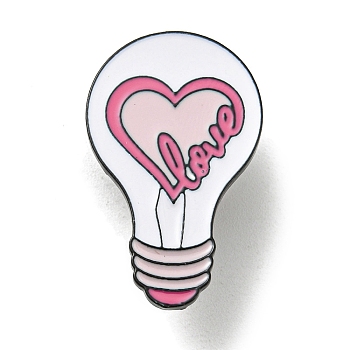 Valentine's Day Enamel Pins, Badge, Black Alloy Brooch for Backpack Clothes, Light Bulb, 30.5x18.5x1.5mm