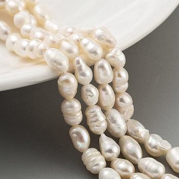 Natural Keshi Pearl Cultured Freshwater Pearl Beads Strands, Baroque Pearls, Two Sides Polished, Grade 3A+, PapayaWhip, 5~5.5mm, Hole: 0.7mm, about 24pcs/strand, 6.69 inch(17cm)