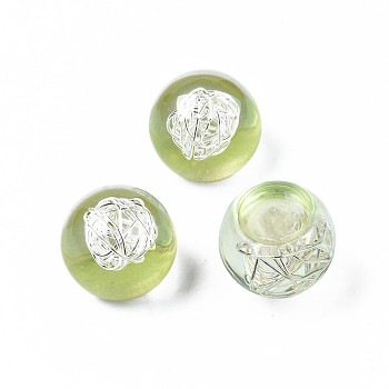 Translucent Acrylic Cabochons, with Steel Wire, Round, Light Green, 16x14mm