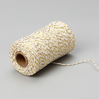 100M Round Cotton Cord, Gift Wrapping Decorative Cord, Floral White, 2mm, about 109.36 Yards(100m)/Roll
