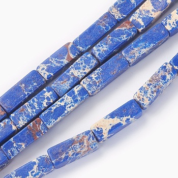 Synthetic Imperial Jasper Bead Strands, Dyed, Cuboid, Cornflower Blue, 12~13.5x4~4.5mm, Hole: 0.8mm, about 29pcs/strand, 14.96 inch~15.19 inch(38~38.6cm)