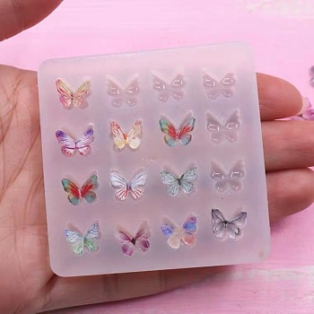 Butterfly Shape DIY Food Grade Silicone Molds, Fondant Molds, For DIY Cake Decoration, Chocolate, Candy, UV Resin & Epoxy Resin Jewelry Making,, White, 56x56x7mm, Inner Diameter: 8x9mm
