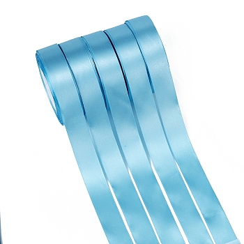 Single Face Satin Ribbon, Polyester Ribbon, Light Blue, 1 inch(25mm) wide, 25yards/roll(22.86m/roll), 5rolls/group, 125yards/group(114.3m/group)