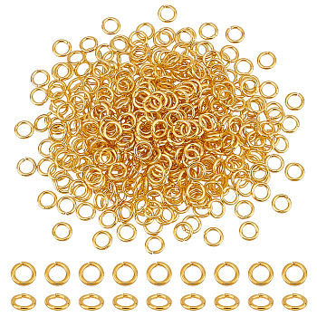 Brass Open Jump Rings, Round, Golden, 6x1mm, 18 Gauge, about 4mm inner diameter, about 490pcs/bag, Packing Size: 74x105mm