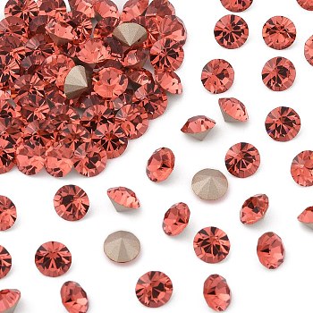 Preciosa&reg MAXIMA Crystal Round Stones, Czech Crystal, Dura Foiling, Round(431 11 615 Chaton), 90350 Padparadscha, SS12/PP24(3~3.2mm)