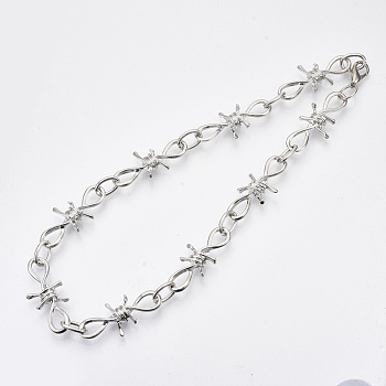 Alloy Barb Wire Necklaces, with Lobster Claw Clasp, Platinum, 18.50 inch(47cm)