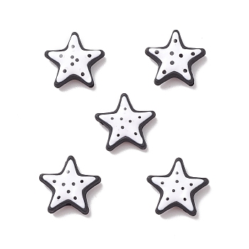 Opaque Resin Beads, Polka Dot Star, White, 18.5x19.5x5.2mm, Hole: 1.6mm