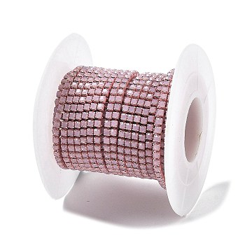 Iron Rhinestone Glass Cup Chain, with Spool, Light Amethyst, 2x2~2.5x2mm, about 16.40 Feet(5m)/Roll