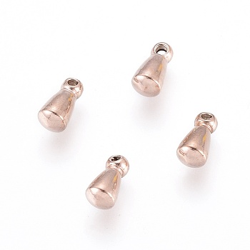 Ion Plating(IP) 304 Stainless Steel Charms, Chain Extender Drop, Teardrop, Rose Gold, 6x3mm, Hole: 1mm
