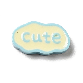 Lovely Opaque Resin Cabochons, Light Blue, Cloud, 16x26x5mm