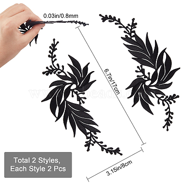 4Pcs 2 Style Leaf Computerized Embroidery Cloth Iron on/Sew on Patches(DIY-GF0005-33B)-2