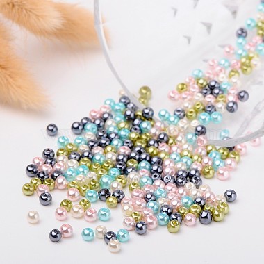 Pastel Mix Pearlized Glass Pearl Beads(HY-X006-4mm-12)-3