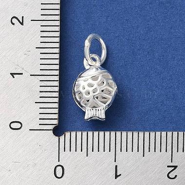 925 Sterling Silver Hollow Fish Charms with Jump Rings(STER-E071-01S-03)-3