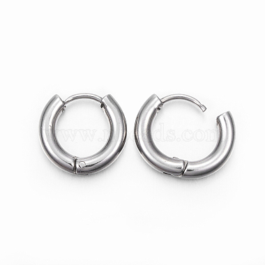 304 Stainless Steel Huggie Hoop Earrings(EJEW-F111-14mm-P)-2