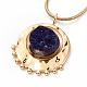 Natural Quartz Flat Round Pendant Necklace with 304 Stainless Steel Snake Chain(NJEW-K244-03G)-3