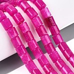Dyed Natural White Jade Beads Strands, Column, Fuchsia, 8x8~8.5mm, Hole: 0.8~1mm, about 45pcs/strand, 14.76~14.96 inch(37.5~38cm)(G-Q606-02A-03)
