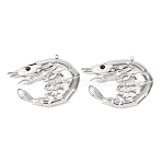 304 Stainless Steel with Rhinestone Pendants, Shrimp Charms, Stainless Steel Color, 35.5x47x4mm, Hole: 1.5mm(STAS-Z177-05P)