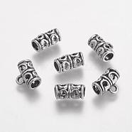 Tibetan Style Tube Bails, Loop Bails, Antique Silver Tube Bail Beads, 11.5x9x6mm, Hole: 2mm(X-TIBE-I020-AS)