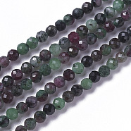 Natural Ruby in Zoisite Beads Strands, Faceted, Round, 2~2.5x2mm, Hole: 0.2mm, about 158~205pcs/strand, 15.7~16.7 inch(40~42.5cm)(G-F596-33-2mm)