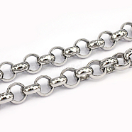 3.28 Feet 304 Stainless Steel Rolo Chains, Belcher Chains, Unwelded, Stainless Steel Color, 10x4mm(X-CHS-L001-28-10mm)