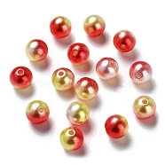 Rainbow ABS Plastic Imitation Pearl Beads, Gradient Mermaid Pearl Beads, Round, Red, 5x4.5mm, Hole: 1.4mm, about 9000pcs/500g(OACR-Q174-5mm-15)