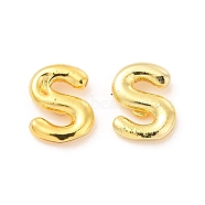 Brass Hollow Out Initial Letter Stud Earrings for Women, Real 18K Gold Plated, Lead Free & Cadmium Free, Letter.S, 7x5.5x1.5mm, Pin: 0.8mm(EJEW-A044-01G-S)