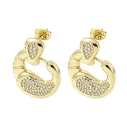 Crab Claw Rack Plating Brass Micro Pave Cubic Zirconia Dangle Stud Earrings, Long-Lasting Plated, Lead Free & Cadmium Free, Real 18K Gold Plated, 26.5x22mm(EJEW-F331-20G)