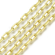 Unwelded Iron Paperclip Chains, Drawn Elongated Cable Chains, with Spool, Golden, 9.2x4.5x1.3mm, about 32.8 Feet(10m)/roll(CH-S125-18A-03)