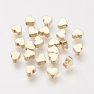Brass Beads, Nickel Free, Real 18K Gold Plated, Heart, 4.5x5.5x2.5mm, Hole: 1mm(X-KK-T014-72G)