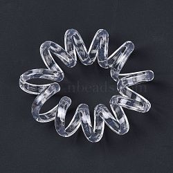 Plastic Telephone Cord Elastic Hair Ties, Ponytail Holder, Transparent Style, Clear, 16~20mm(OHAR-Q044-29)