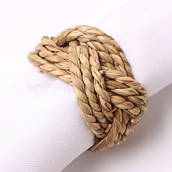 Hay Knitting Napkin Rings, Napkin Holder Adornment, Restaurant Daily Accessiroes, Tan, 45x30mm(AJEW-WH0189-35)