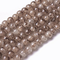 Spray Painted Glass Beads Strands, Round, Camel, 8~8.5mm, Hole: 1.5mm, about 100pcs/strand, 31.1 inch(79cm)(GLAA-A038-C-56)