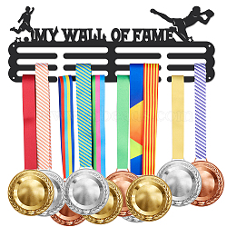 Sports Theme Iron Medal Hanger Holder Display Wall Rack, with Screws, Word My Wall of Fame, Football Pattern, 150x400mm(ODIS-WH0021-542)
