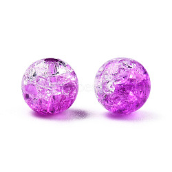 Transparent Crackle Acrylic Beads, Round, Orchid, 8x7.5mm, Hole: 1.8mm, about 1700pc/500g(CACR-N002-05B)