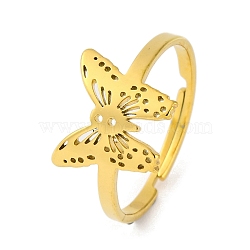 201 Stainless Steel Adjustable Rings for Women, Golden, Butterfly, 11.5mm, Inner Diameter: 18mm(RJEW-D082-02I)