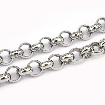 3.28 Feet 304 Stainless Steel Rolo Chains, Belcher Chains, Unwelded, Stainless Steel Color, 10x4mm