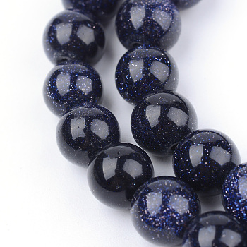 Synthetic Blue Goldstone Beads Strands, Round, 4~4.5mm, Hole: 0.8mm, about 96pcs/strand, 15.5 inch
