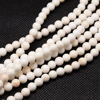 Natural Magnesite Round Beads Strands, Floral White, 8mm, Hole: 1mm, about 48pcs/strand, 15.74 inch