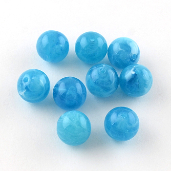 Round Imitation Gemstone Acrylic Beads, Deep Sky Blue, 20mm, Hole: 3mm, about 110pcs/500g