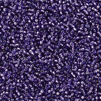 TOHO Round Seed Beads, Japanese Seed Beads, (2224) Silver-Lined Transparent Purple, 15/0, 1.5mm, Hole: 0.7mm, about 3000pcs/10g
