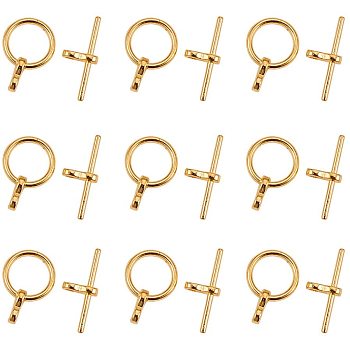 Tibetan Style Alloy Toggle Clasps, Donut, Golden, Donut: 12x1.5mm, Hole: 1.5mm, Bar: 8x19x1.5mm, Hole: 1.5mm, 20sets/box