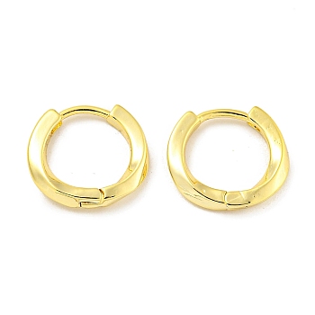 Brass Hoop Earrings, Round, Real 18K Gold Plated, 13x2mm.