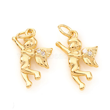 Real 18K Gold Plated Clear Angel & Fairy Brass+Cubic Zirconia Charms