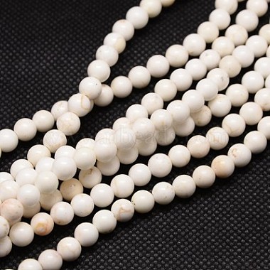 Floral White Round Magnesite Beads