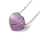 Natural Gemstone Heart Pendant Necklace with 304 Stainless Steel Cable Chains for Women(NJEW-JN03852-02)-6