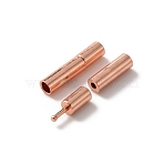 Brass Bayonet Clasps, Column, Leather Cord Clasps Findings, Rose Gold, 14x3mm, Hole: 1.7mm(KK-WH0062-36A-RG)
