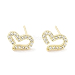 Brass Micro Pave Clear Cubic Zirconia Studs Earring for Women, Heart, Real 18K Gold Plated, 7x9.5mm(EJEW-S217-A10)