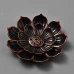 Alloy Incense Burner Holder, Home Office Teahouse Zen Buddhist Supplies, Lotus, Red Copper, 57x11mm(AJEW-WH20006-181)