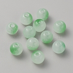 Two Tone Baking Paint Glass Beads, Round, Lime Green, 8x7.5mm, Hole: 1.4mm(GLAA-WH0031-62J)