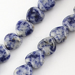 Natural Blue Spot Jasper Bead Strands, Heart, Blue, 10x10x5mm, Hole: 1mm, about 40pcs/strand, 15.3 inch(G-R190-04)